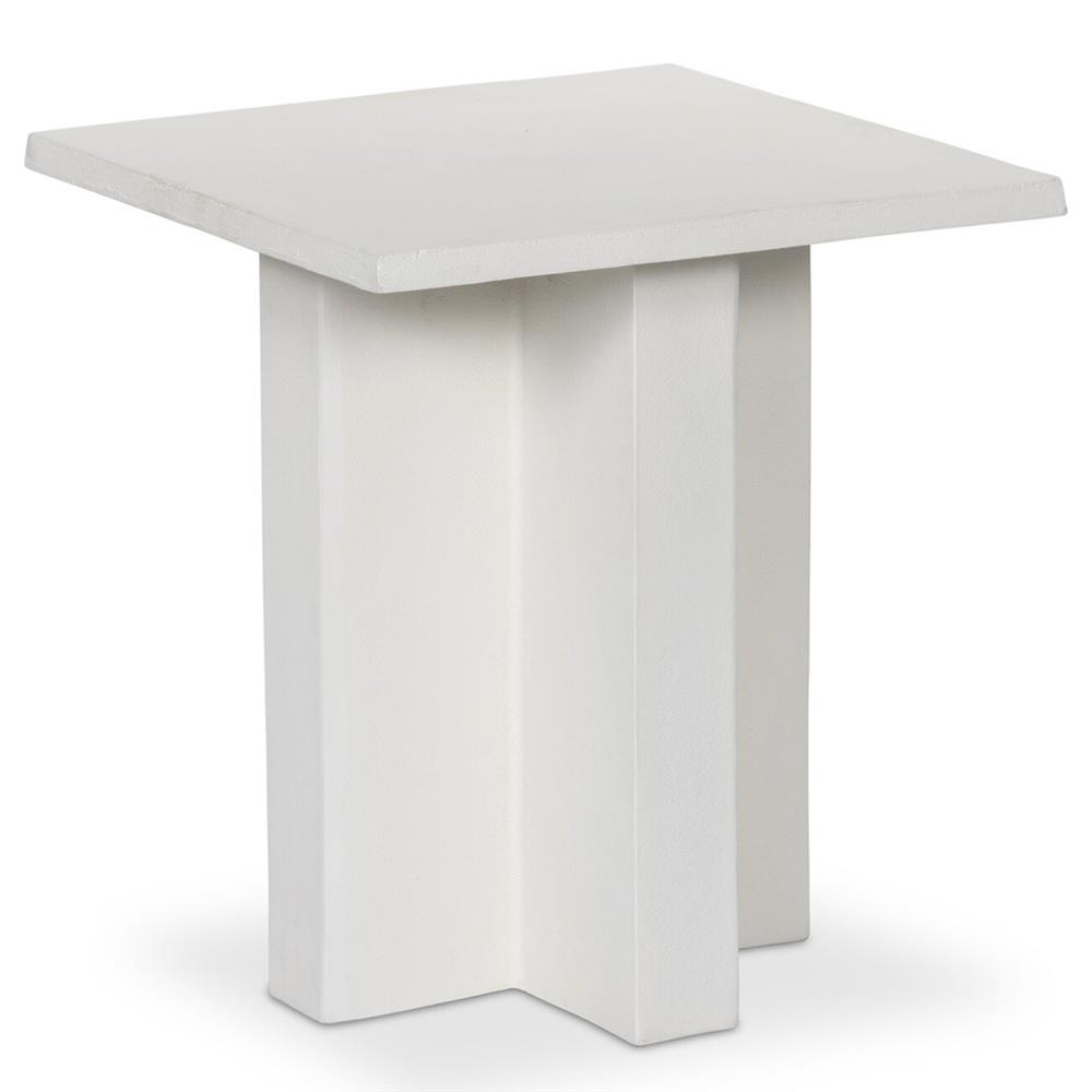 Hanne Mid Century Modern White Aluminum Square Outdoor End Table|