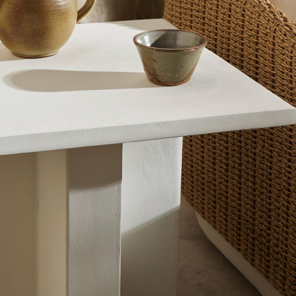 Hanne Mid Century Modern White Aluminum Square Outdoor End Table|