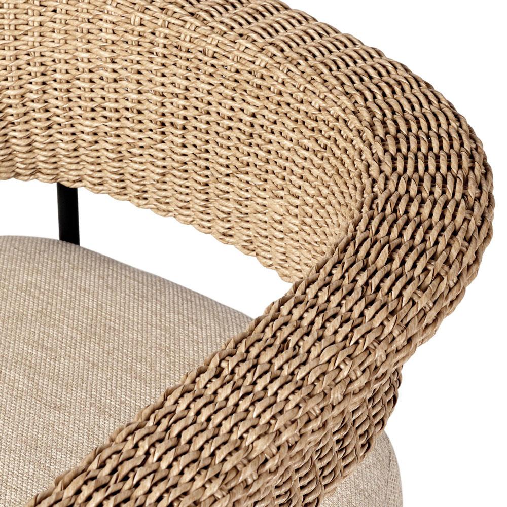 Penelope Modern Classic Beige Woven Outdoor Dining Arm Chair|