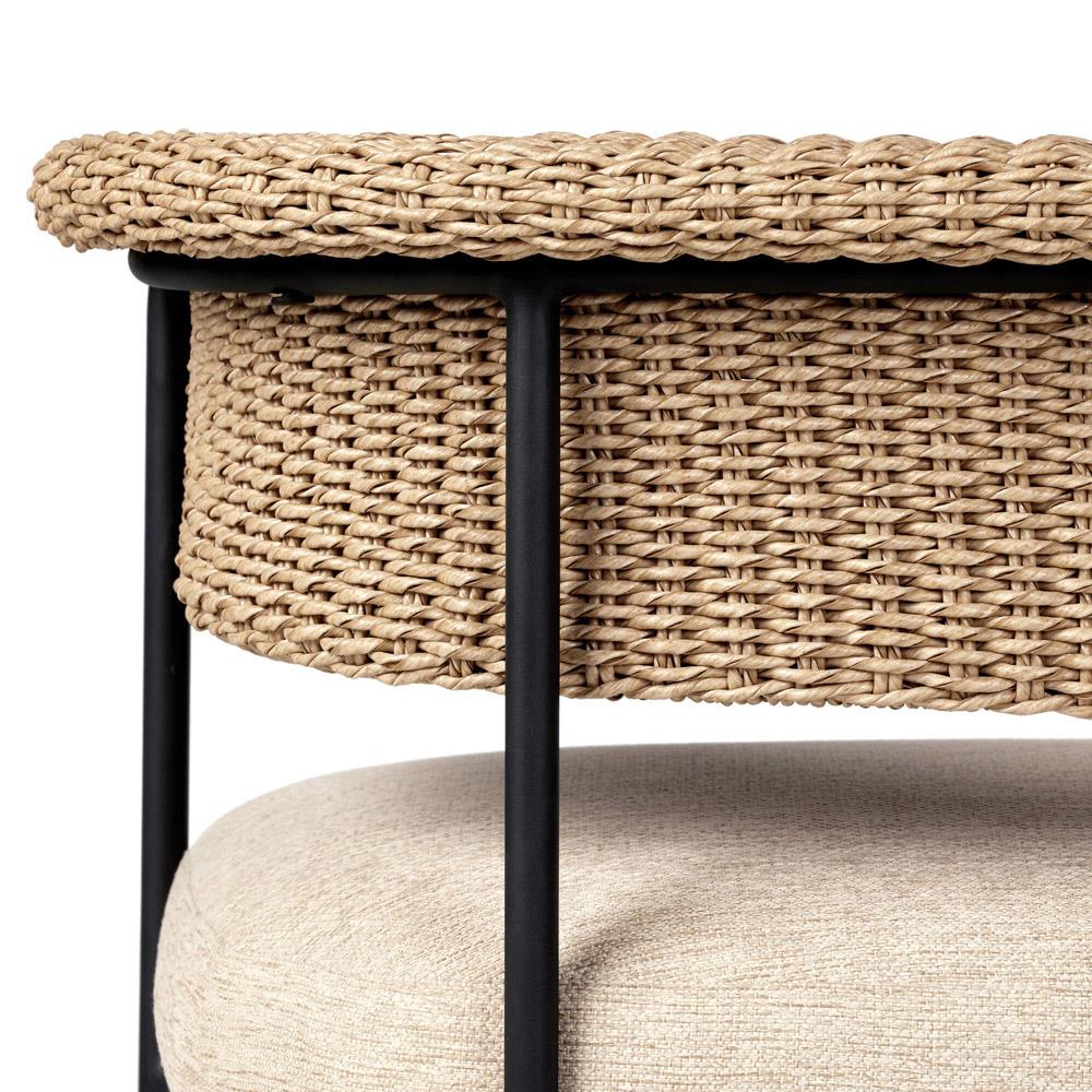 Penelope Modern Classic Beige Woven Outdoor Dining Arm Chair|