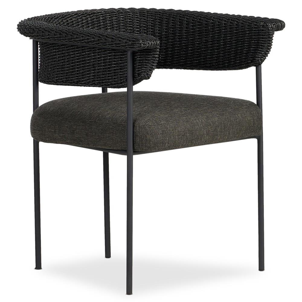 Penelope Modern Classic Black Woven Outdoor Dining Arm Chair|