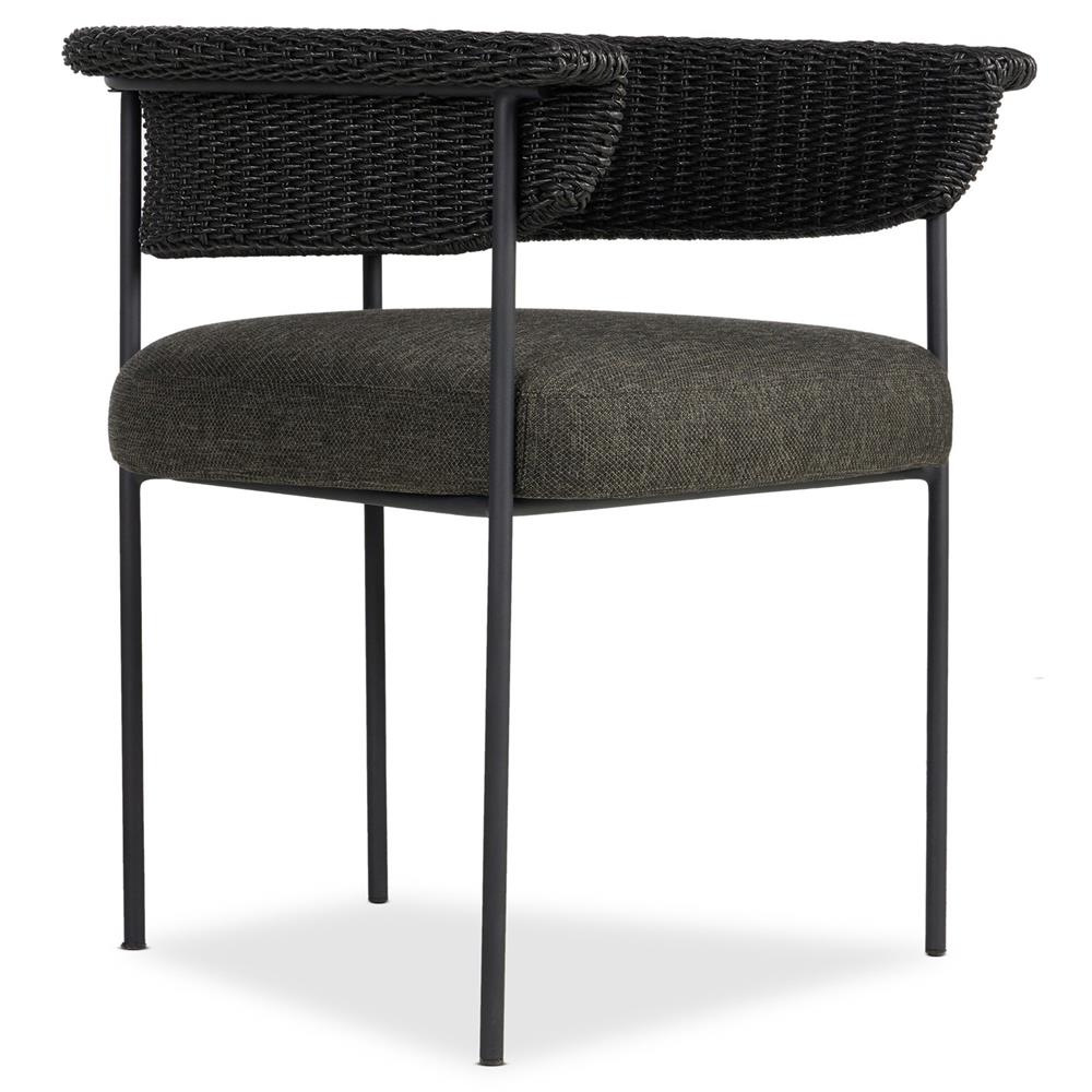 Penelope Modern Classic Black Woven Outdoor Dining Arm Chair|