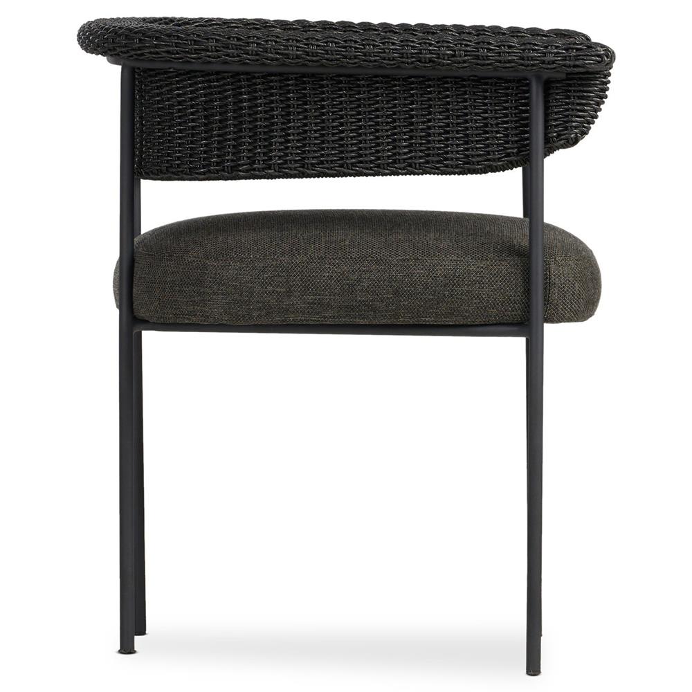 Penelope Modern Classic Black Woven Outdoor Dining Arm Chair|