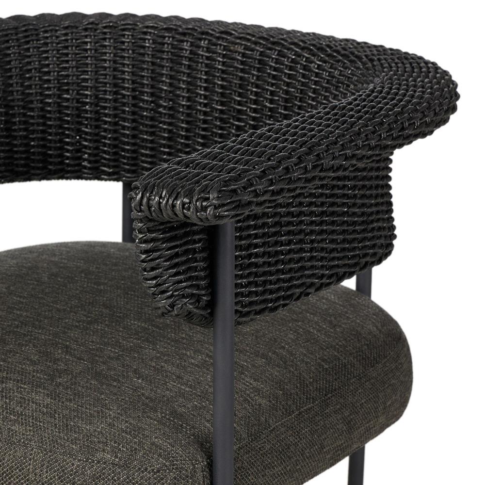 Penelope Modern Classic Black Woven Outdoor Dining Arm Chair|