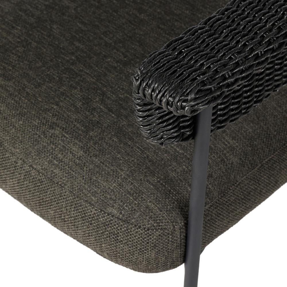Penelope Modern Classic Black Woven Outdoor Dining Arm Chair|