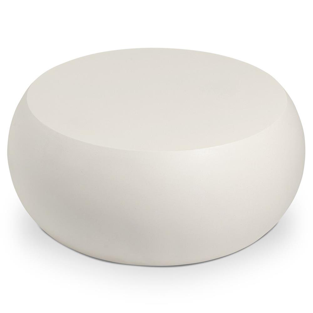 Uriel Modern Classic Cream Concrete Outdoor Round Coffee Table|
