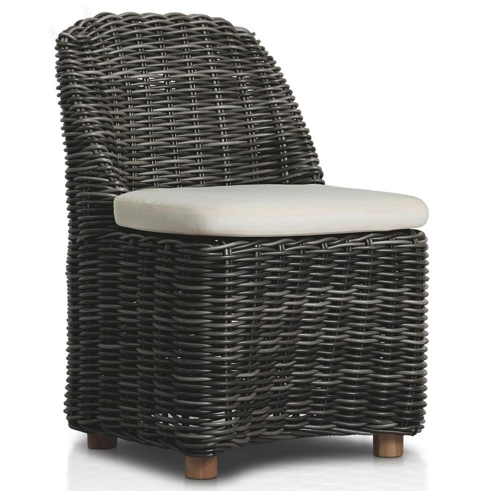 Celina Coastal Cream Upholstered Charcoal Teak Outdoor Dining Chair|