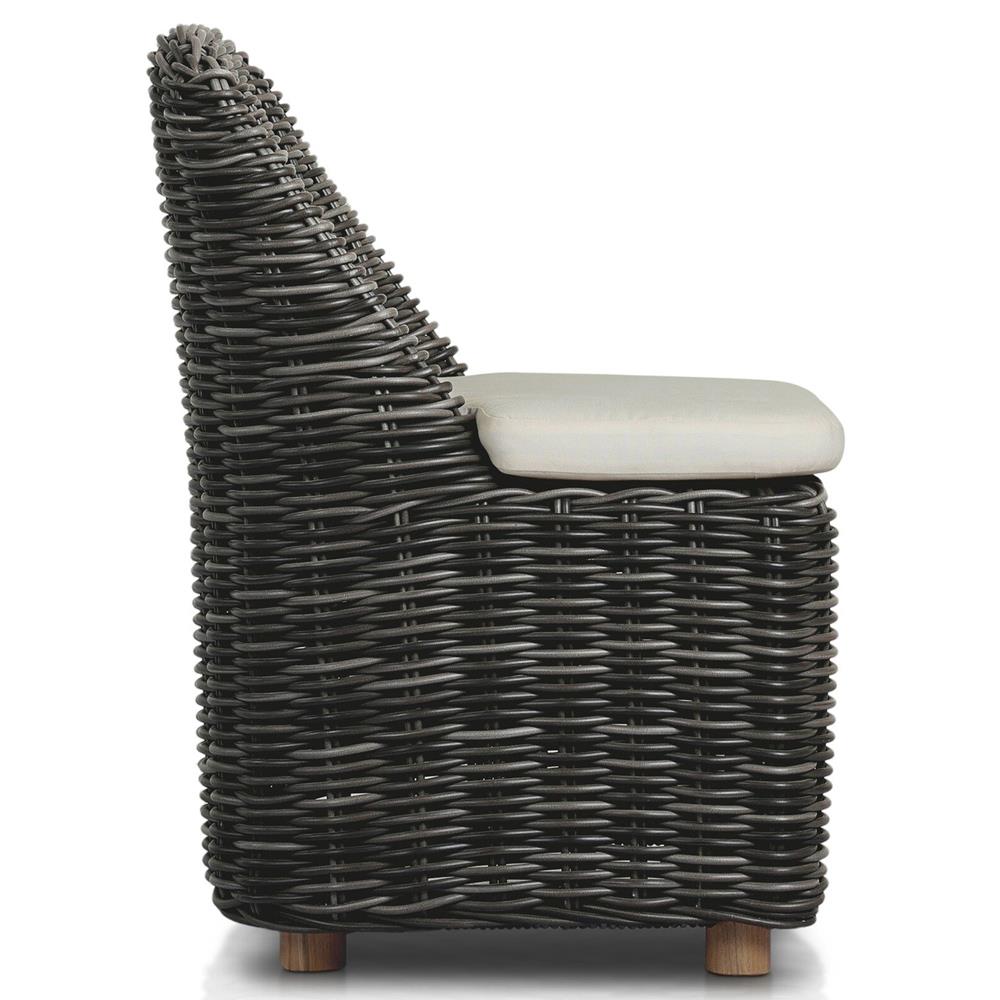Celina Coastal Cream Upholstered Charcoal Teak Outdoor Dining Chair|