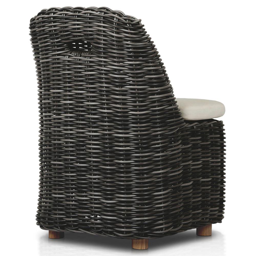 Celina Coastal Cream Upholstered Charcoal Teak Outdoor Dining Chair|
