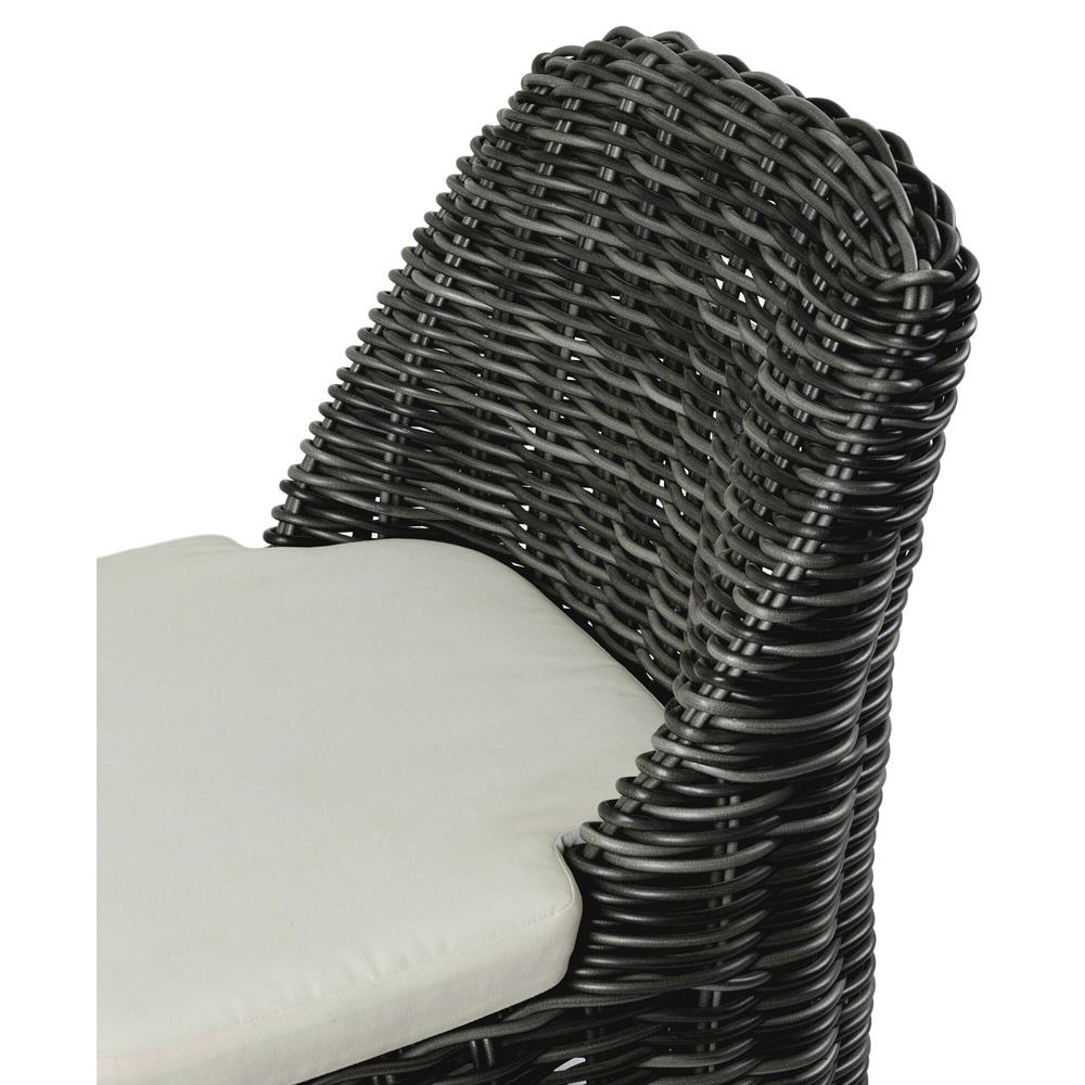 Celina Coastal Cream Upholstered Charcoal Teak Outdoor Dining Chair|