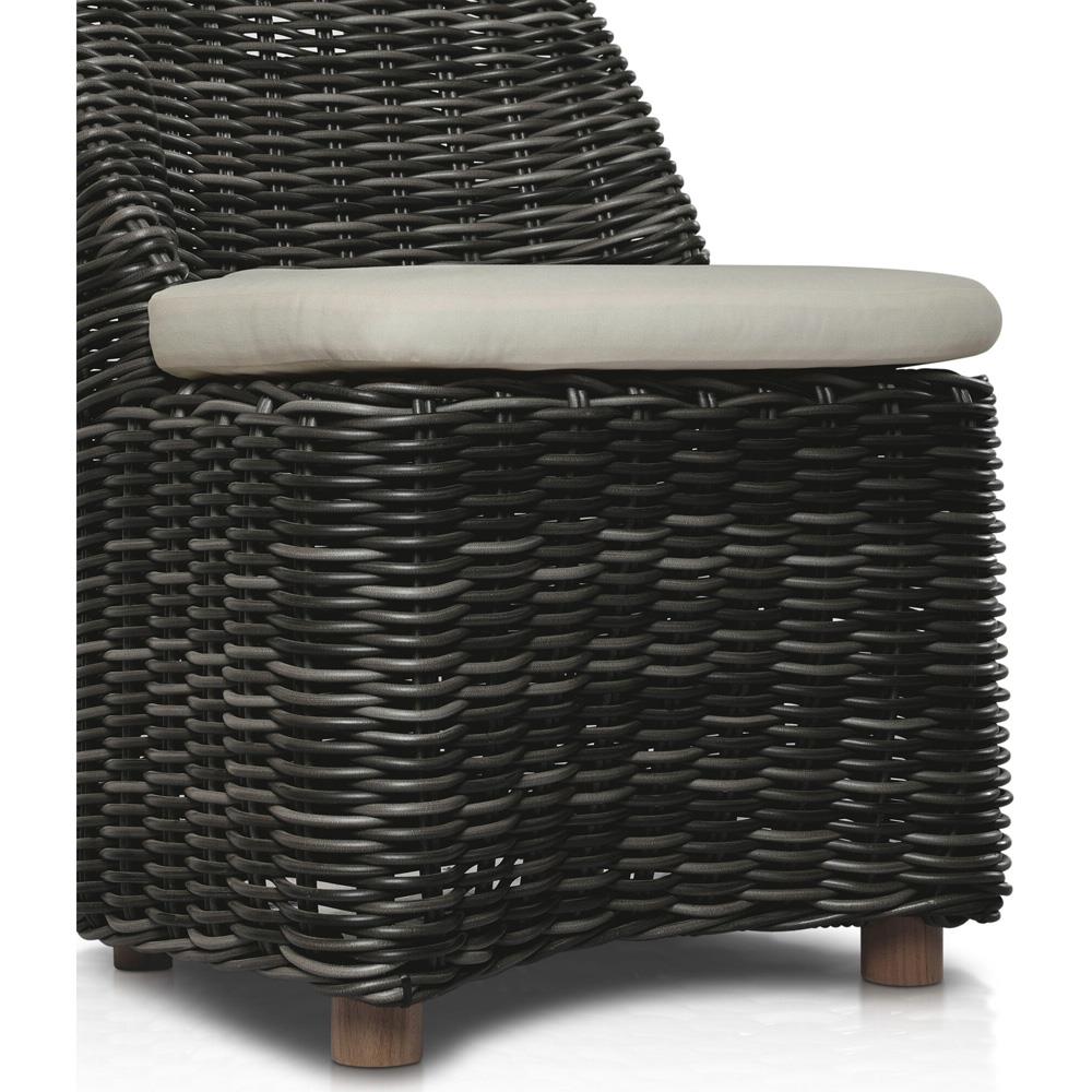 Celina Coastal Cream Upholstered Charcoal Teak Outdoor Dining Chair|