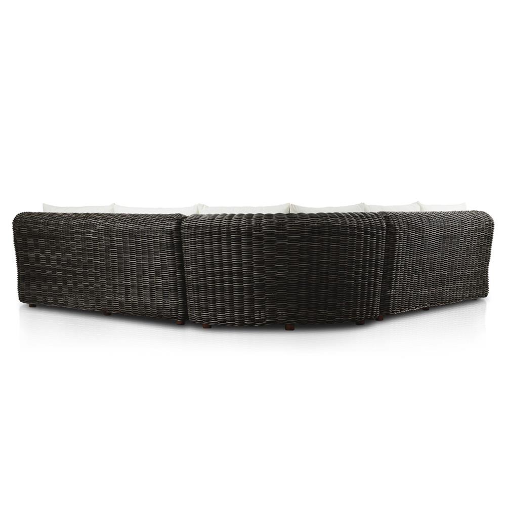 Celina Coastal Cream Upholstered Charcoal Teak Outdoor Sectional - 122"|