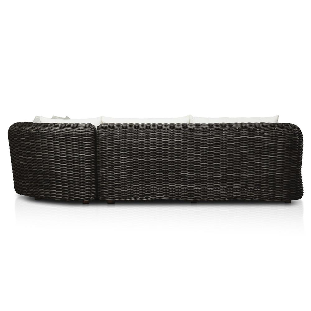 Celina Coastal Cream Upholstered Charcoal Teak Outdoor Sectional - 122"|