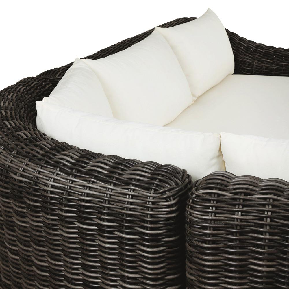 Celina Coastal Cream Upholstered Charcoal Teak Outdoor Sectional - 122"|