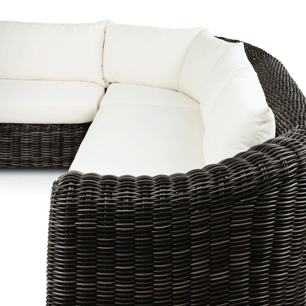 Celina Coastal Cream Upholstered Charcoal Teak Outdoor Sectional - 122"|