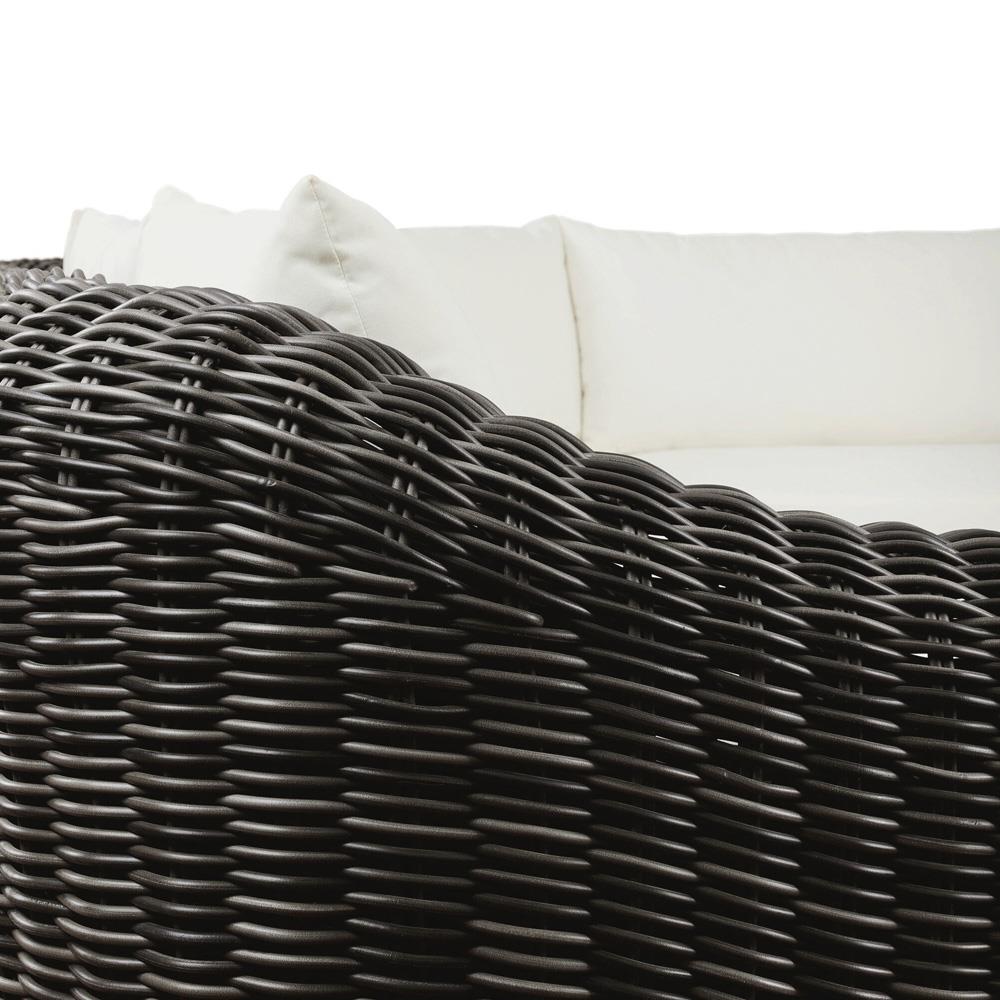 Celina Coastal Cream Upholstered Charcoal Teak Outdoor Sectional - 122"|