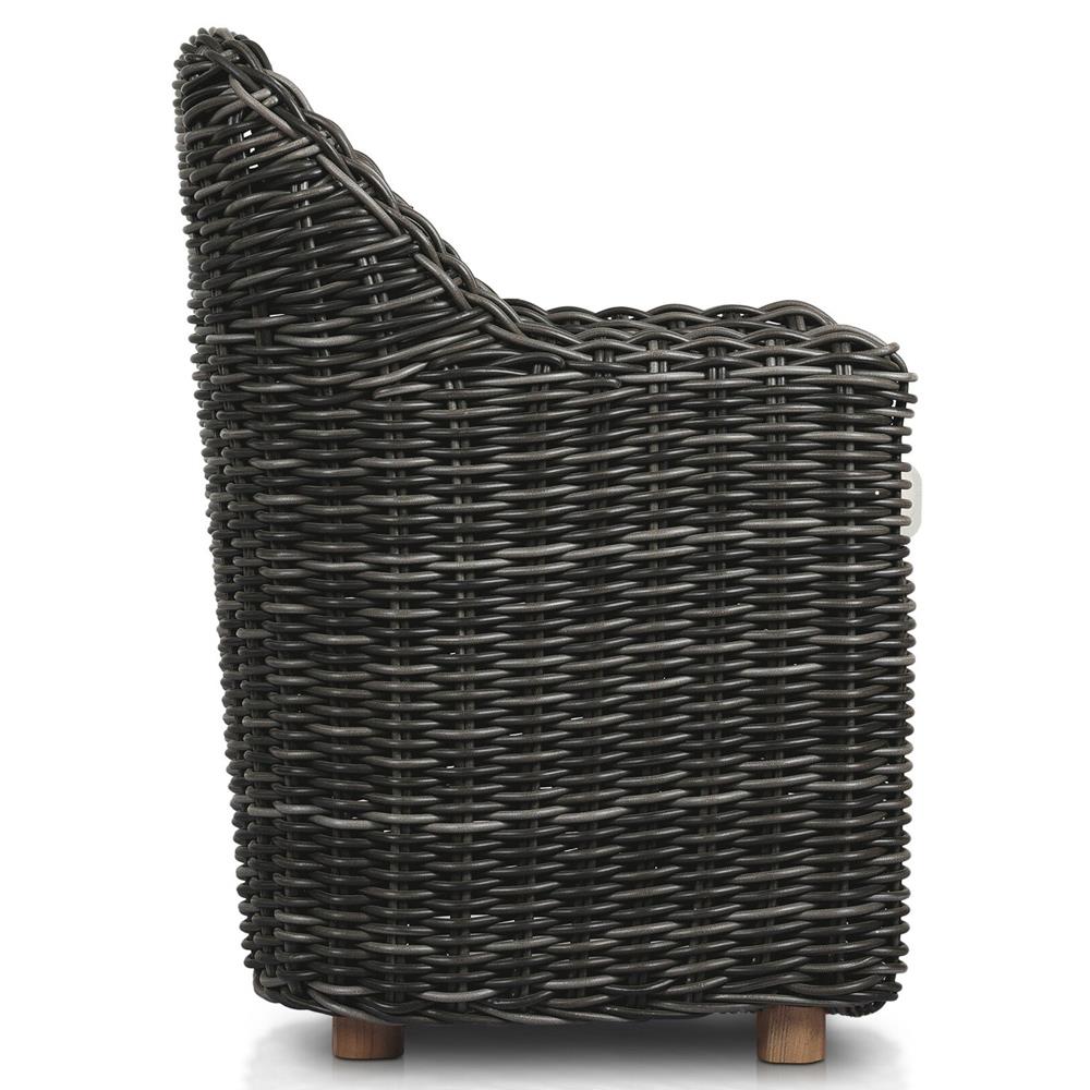 Celina Coastal Cream Upholstered Charcoal Teak Outdoor Dining Arm Chair|