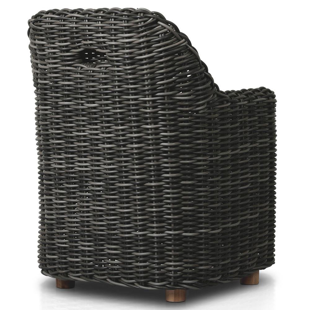 Celina Coastal Cream Upholstered Charcoal Teak Outdoor Dining Arm Chair|