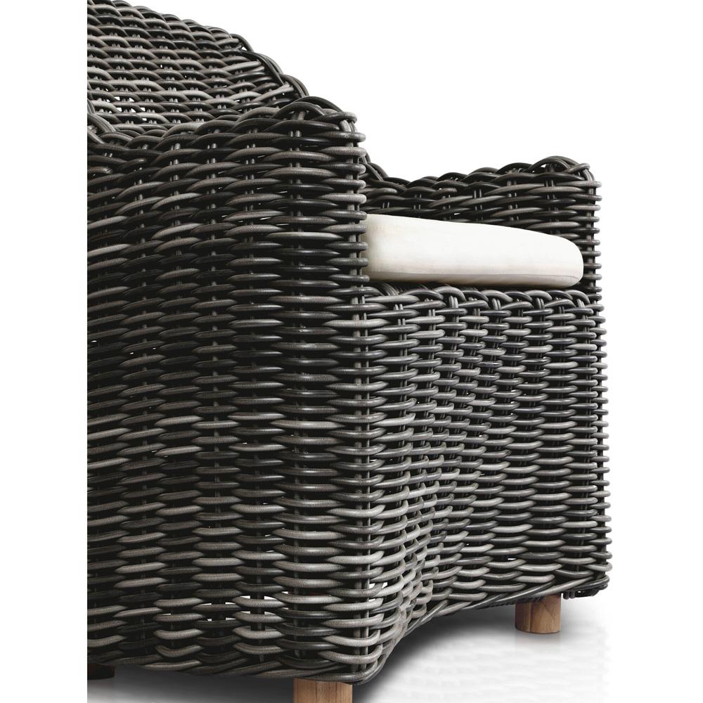 Celina Coastal Cream Upholstered Charcoal Teak Outdoor Dining Arm Chair|