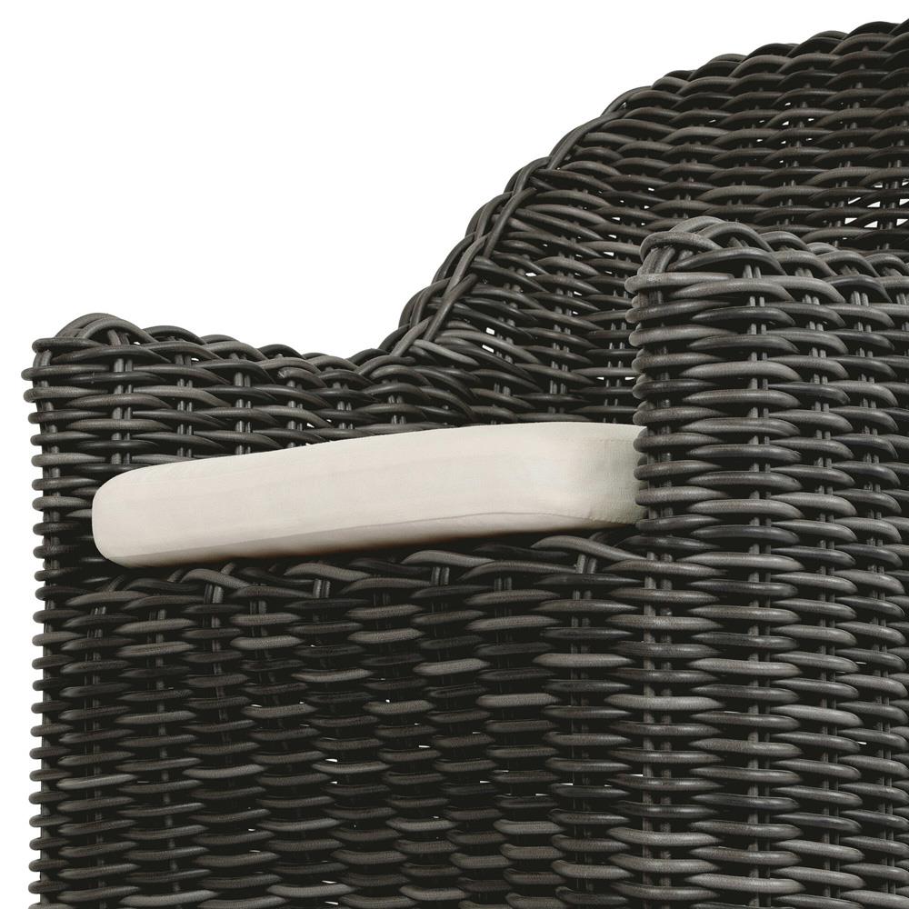 Celina Coastal Cream Upholstered Charcoal Teak Outdoor Dining Arm Chair|