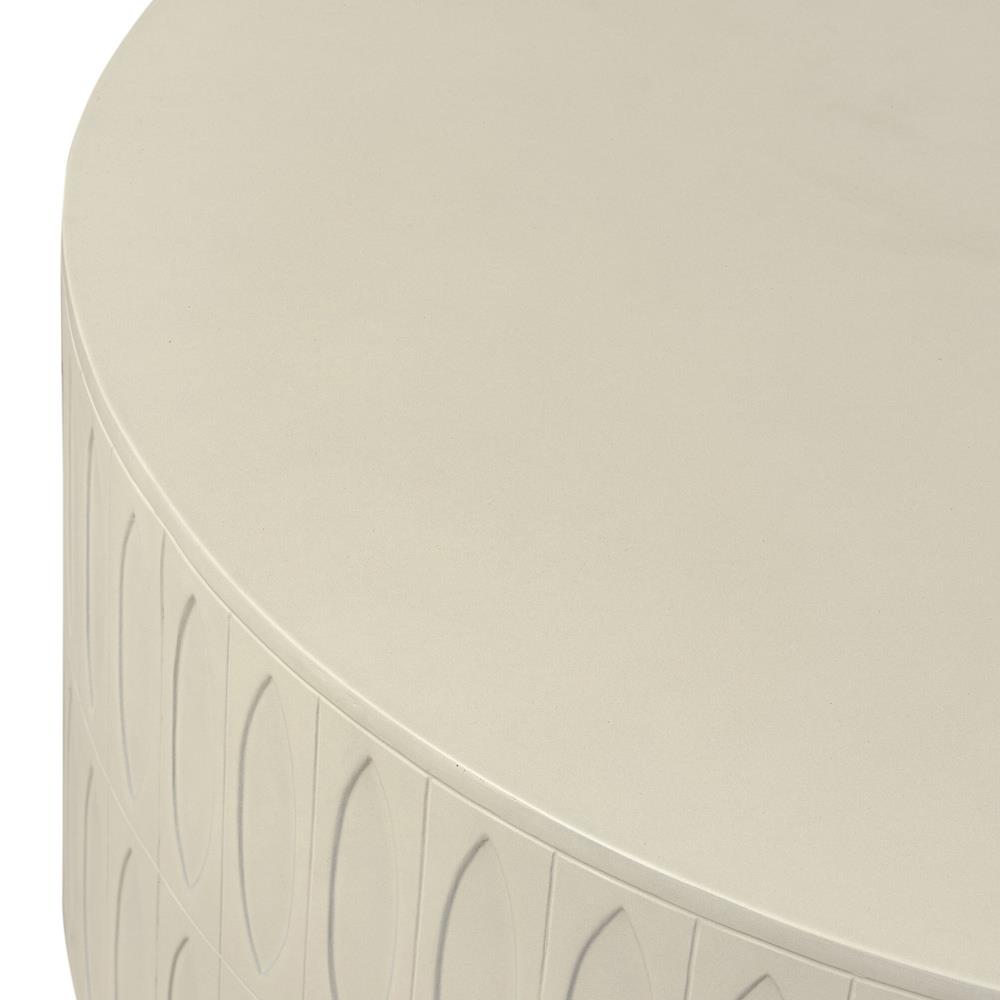Jeremy Modern Classic White Concrete Round Outdoor Drum Coffee Table|