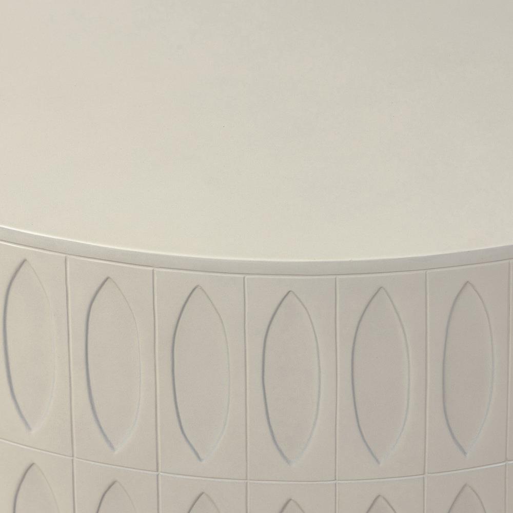 Jeremy Modern Classic White Concrete Round Outdoor Drum Coffee Table|