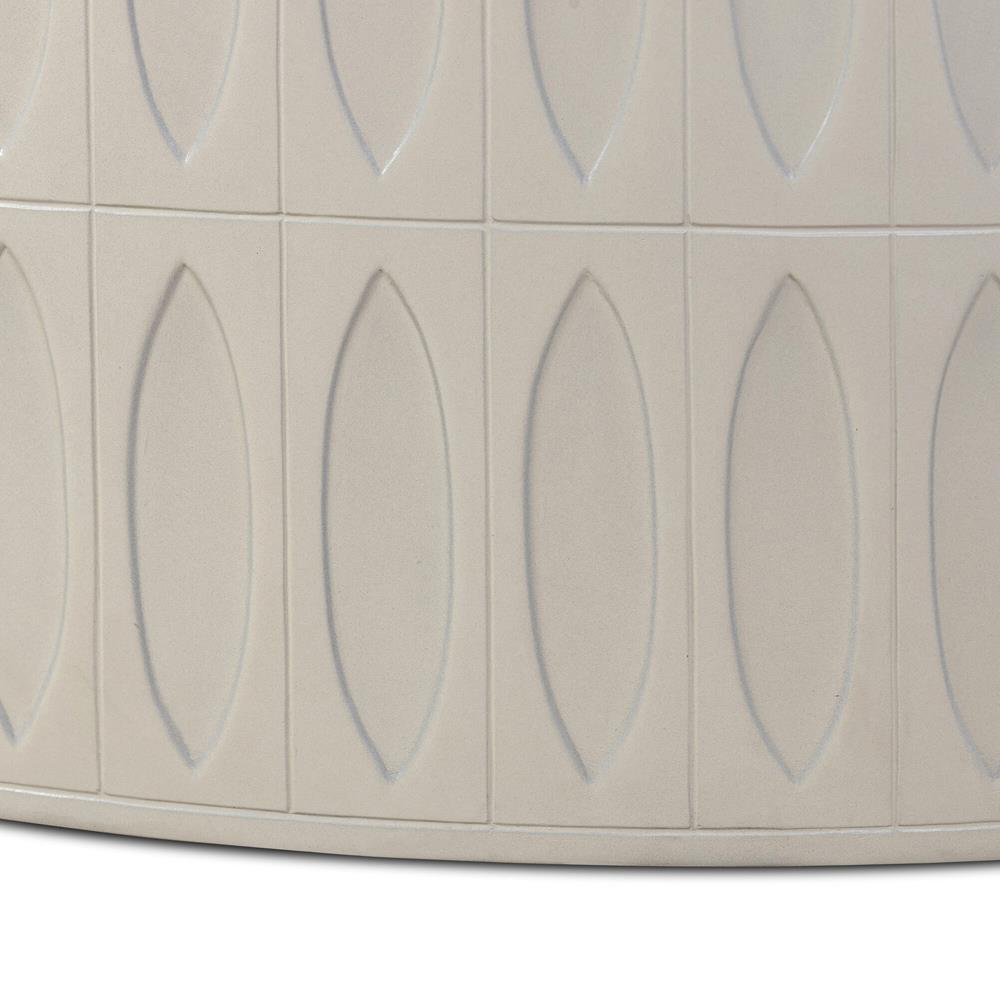 Jeremy Modern Classic White Concrete Round Outdoor Drum Coffee Table|