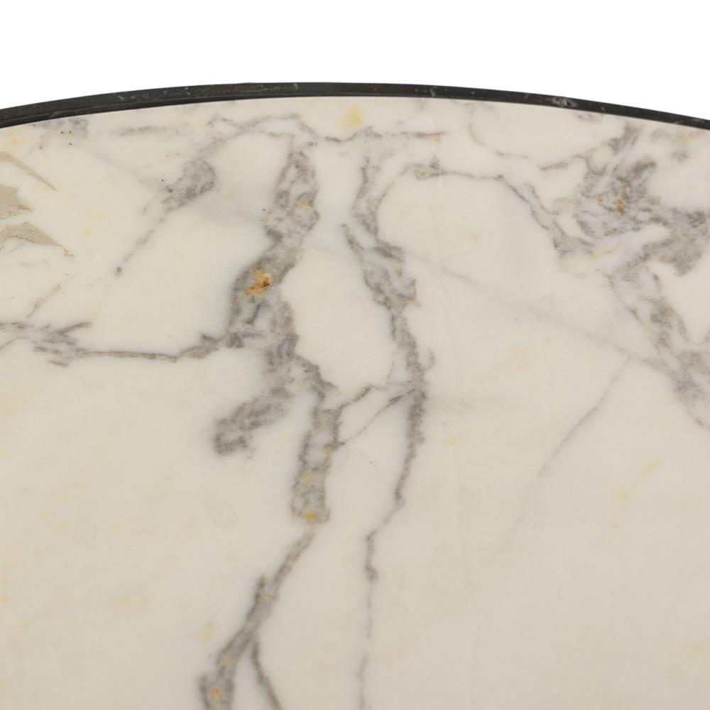 Berlin Modern White Marble Grey Aluminum Round Outdoor Dining Table - 42"|