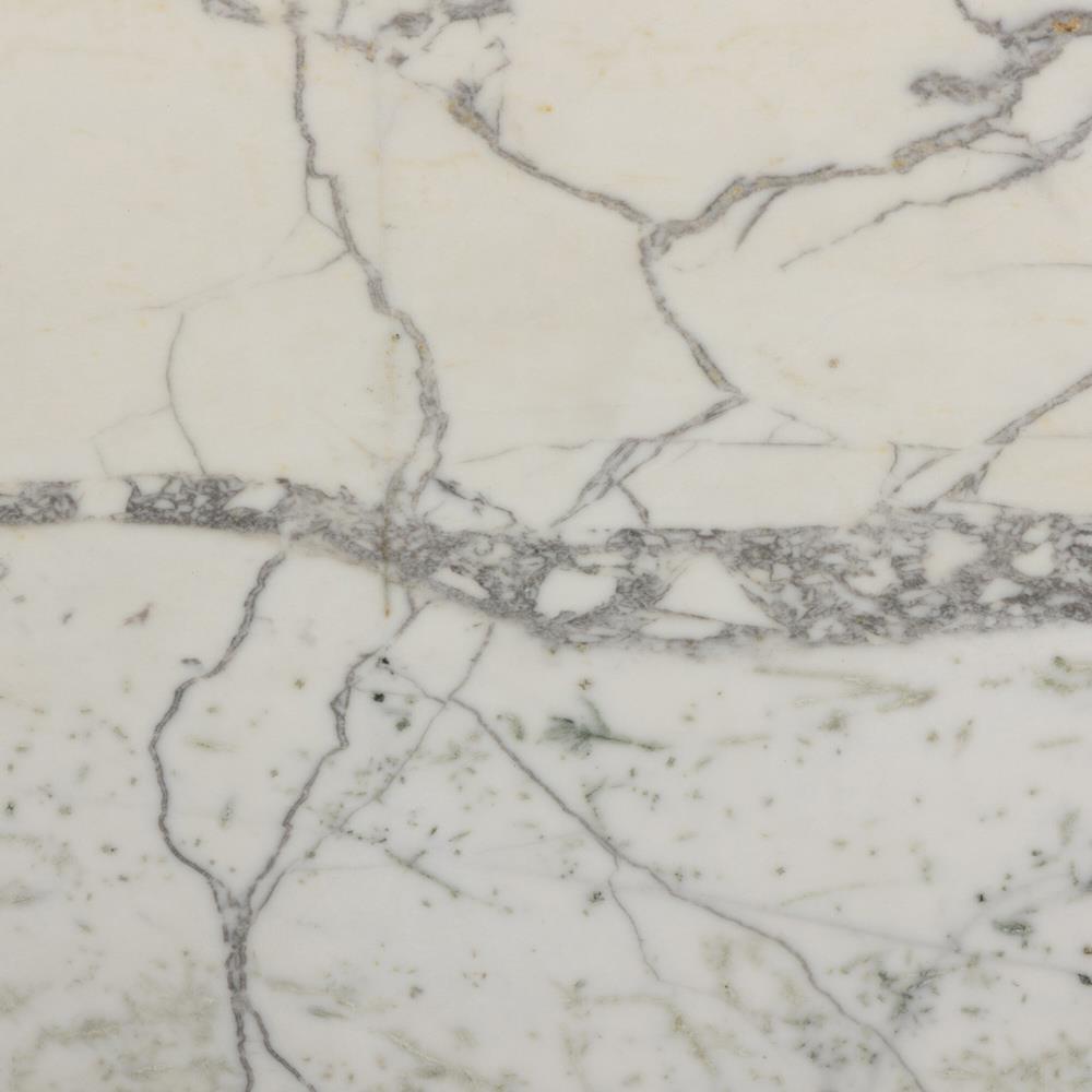 Berlin Modern White Marble Grey Aluminum Round Outdoor Dining Table - 42"|