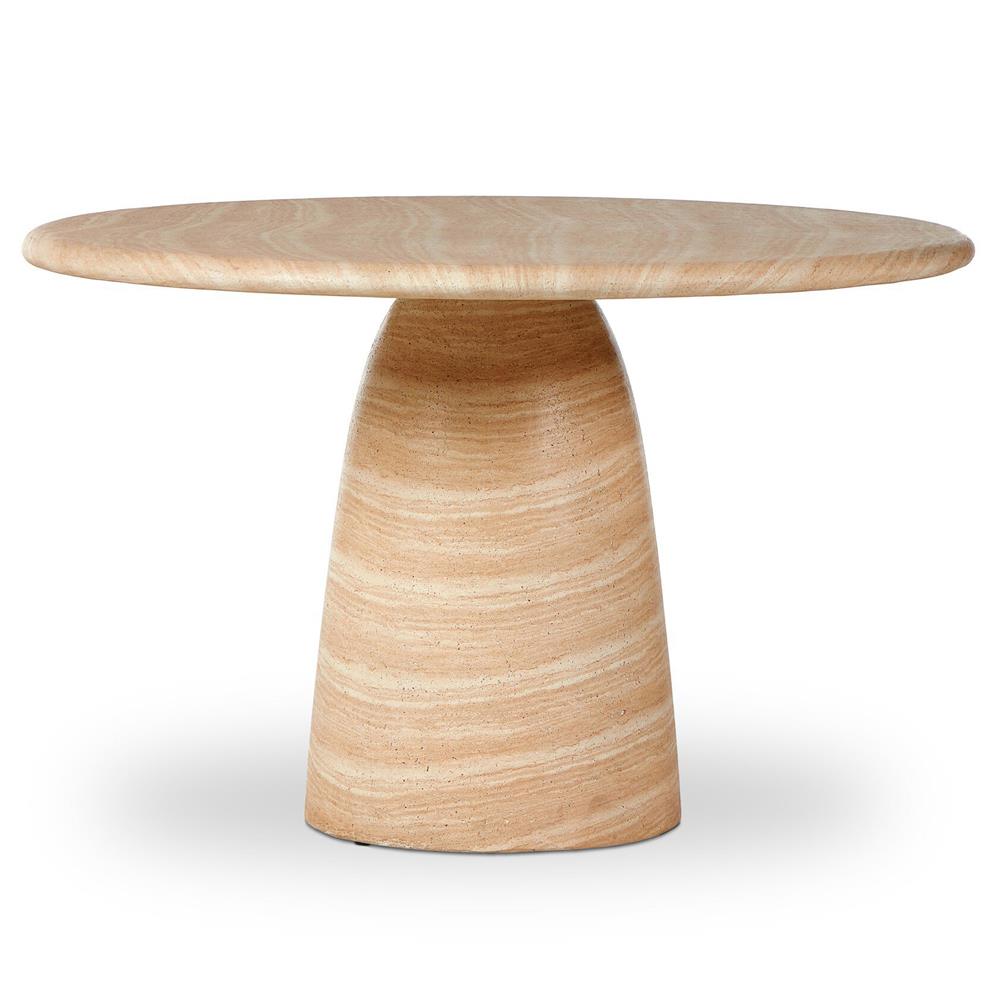 Emilia Modern Classic Beige Concrete Round Outdoor Dining Table - 48"|