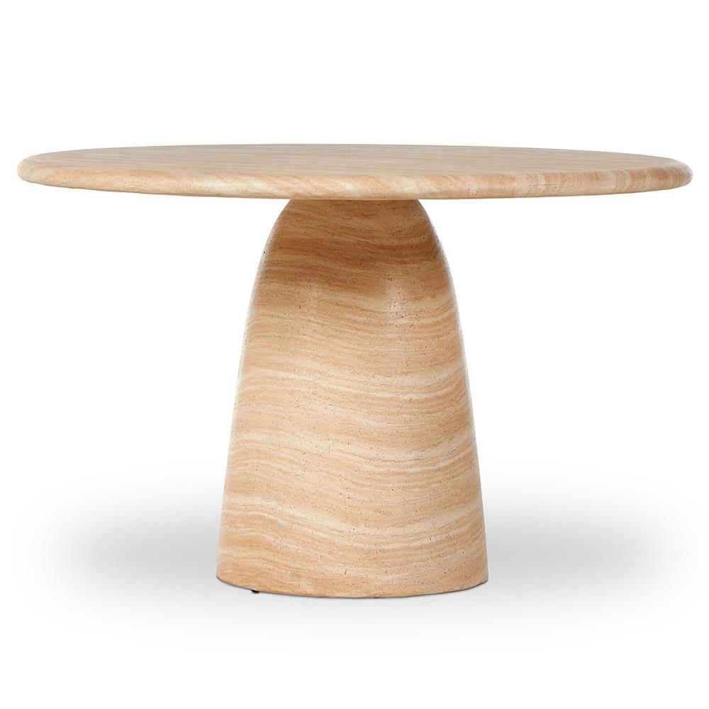 Emilia Modern Classic Beige Concrete Round Outdoor Dining Table - 48"|