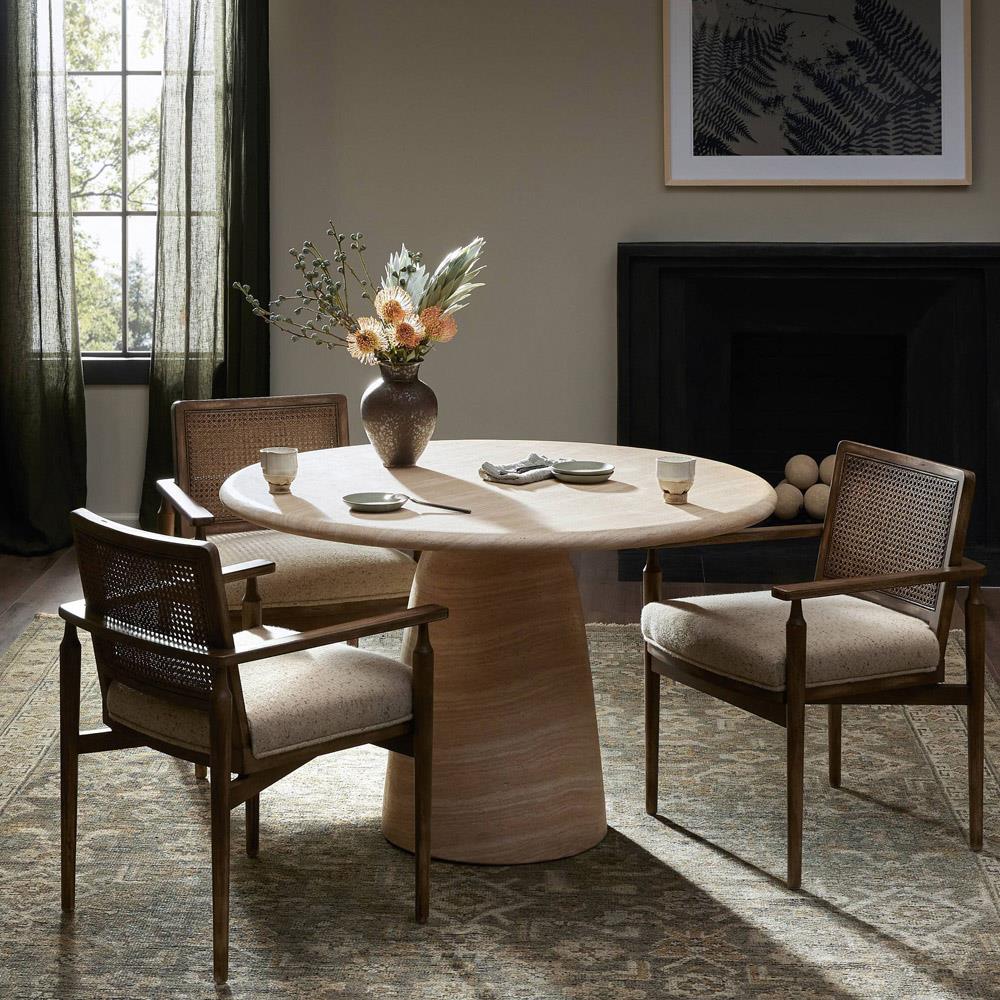 Emilia Modern Classic Beige Concrete Round Outdoor Dining Table - 48"|