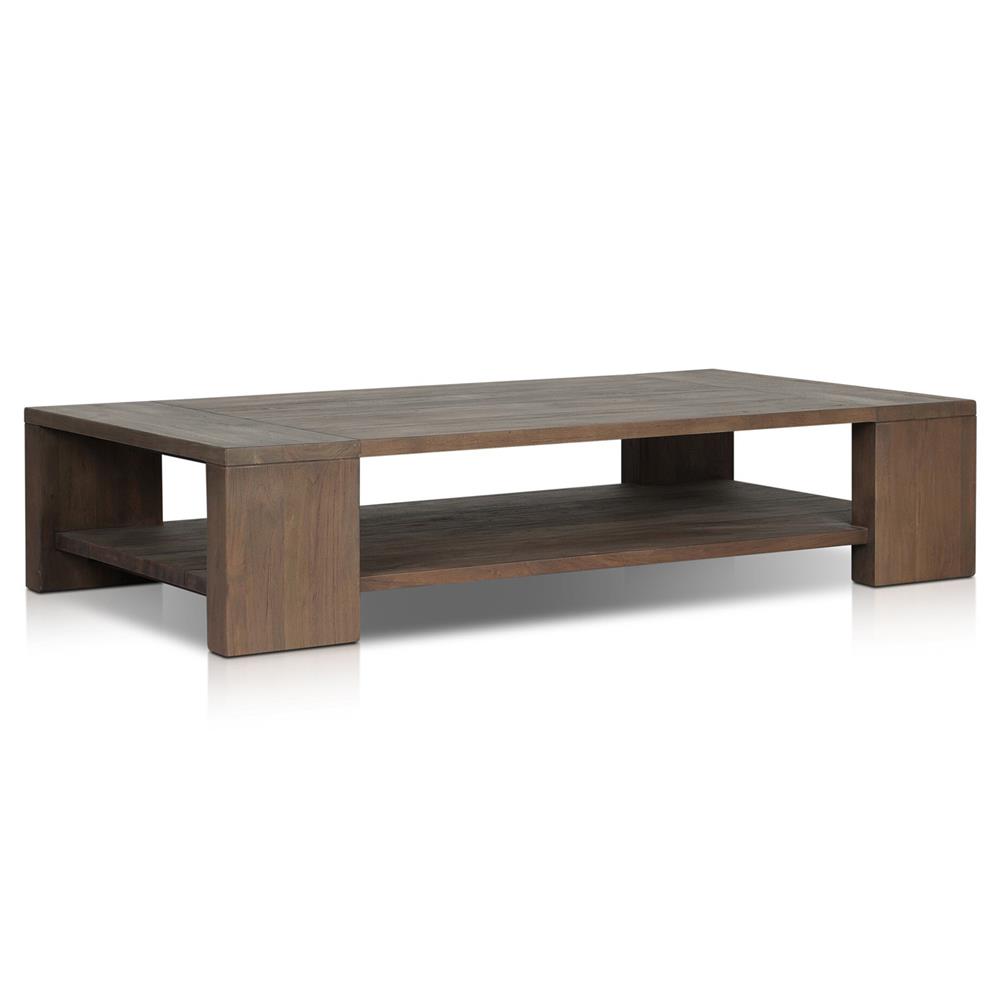 Benaiah Rustic Lodge Brown Teak Rectangular Outdoor Coffee Table