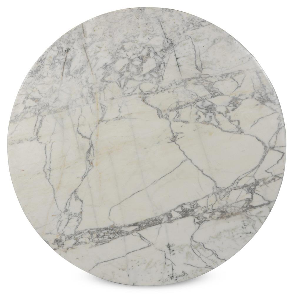 Berlin Modern Classic White Marble Grey Aluminum Round Outdoor Coffee Table|