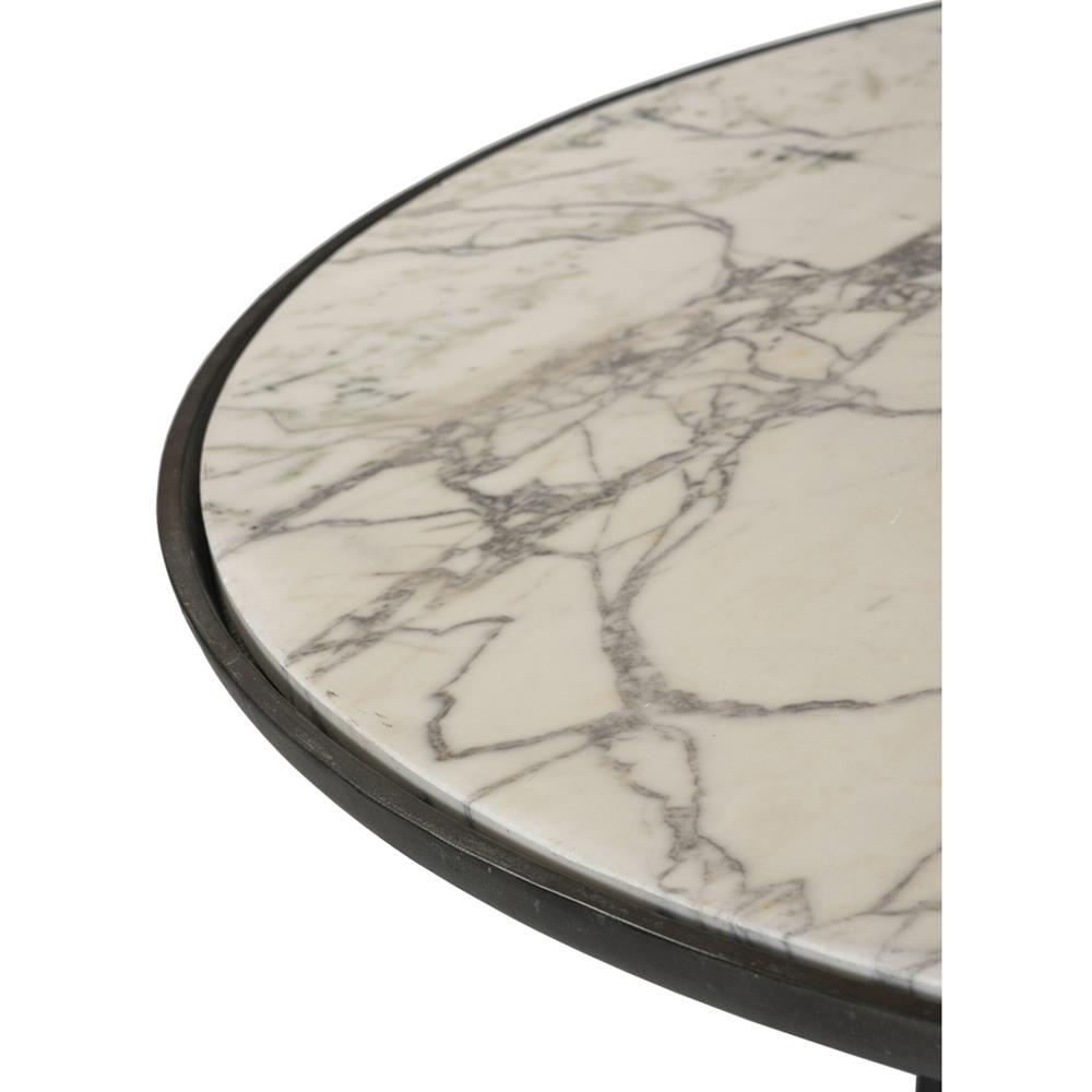 Berlin Modern Classic White Marble Grey Aluminum Round Outdoor Coffee Table|