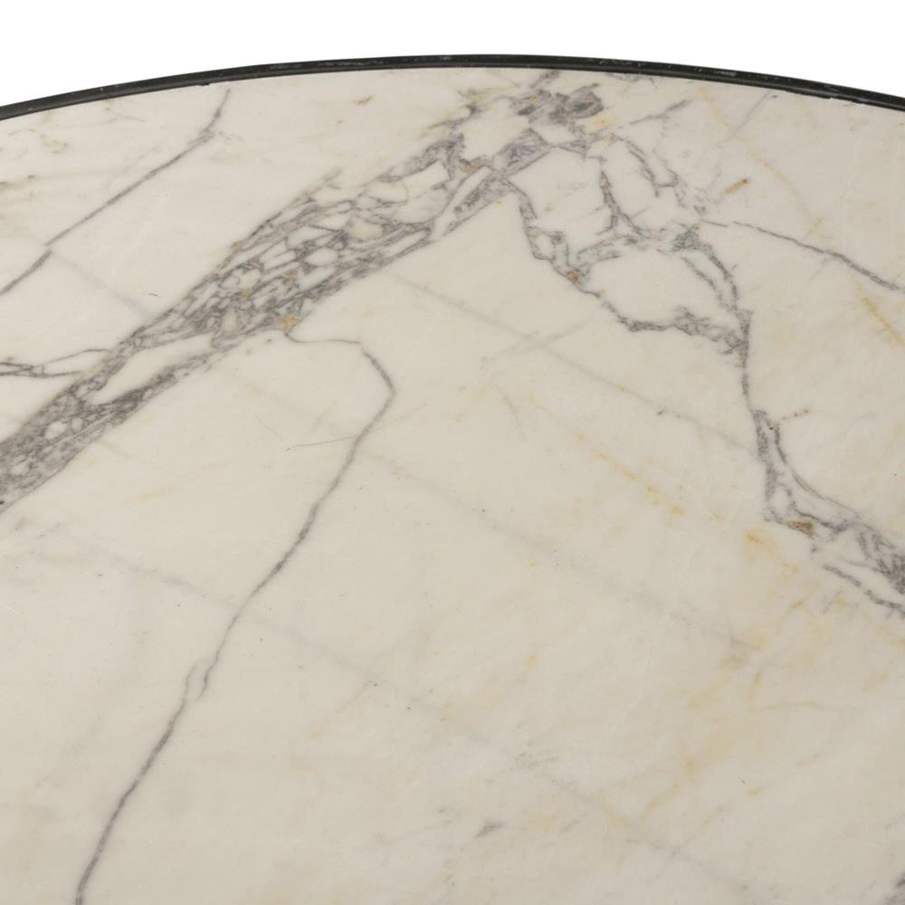 Berlin Modern Classic White Marble Grey Aluminum Round Outdoor Coffee Table|