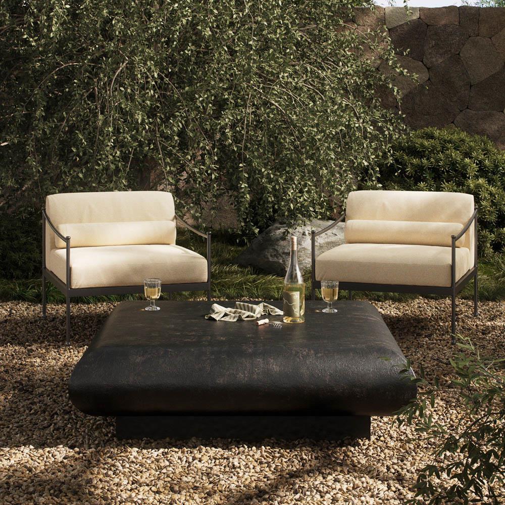 Jescha Modern Distressed Bronze Aluminum Square Outdoor Coffee Table - 48"|