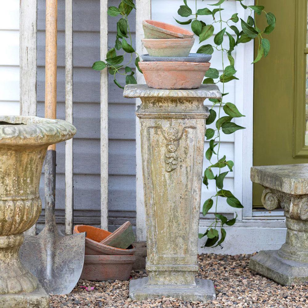 Clementine French Country Antique Square Garden Plinth Pedestal - 24"|
