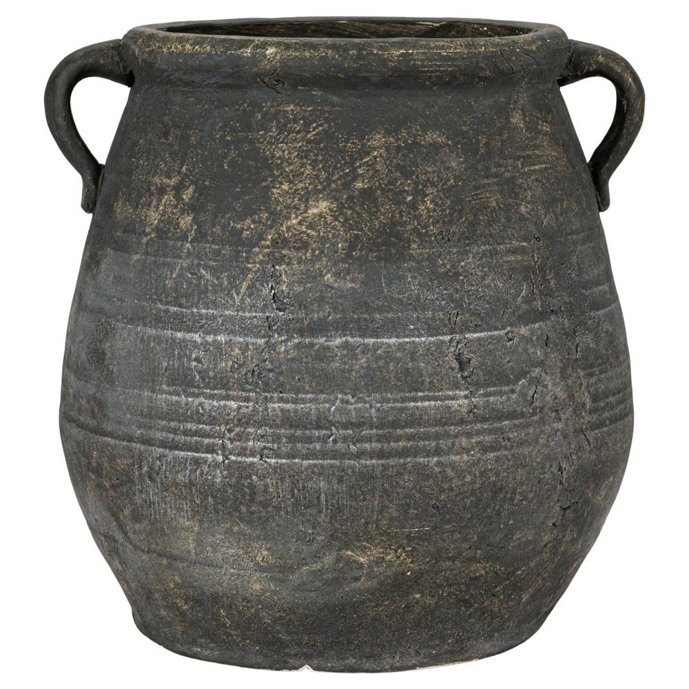 Leith French Country Distressed Grey Terracotta Planter Vase|