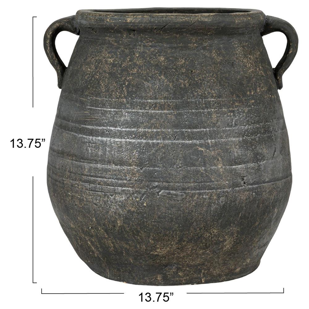Leith French Country Distressed Grey Terracotta Planter Vase|
