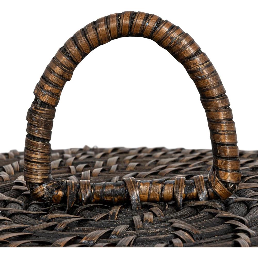 Cassie Coastal Washed Black Rattan Hamper - Set of 2|