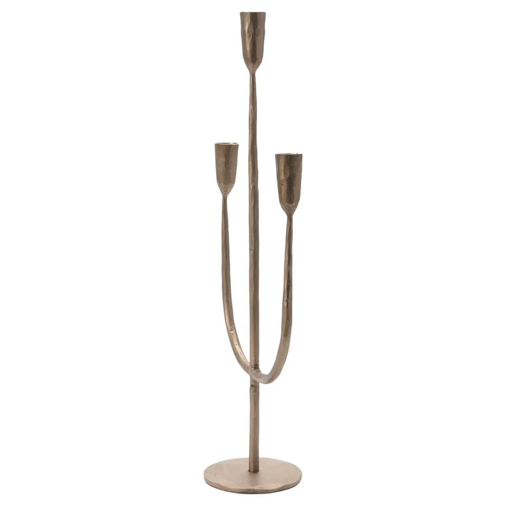 Marcello French Country Antique Brass Iron Candelabra|