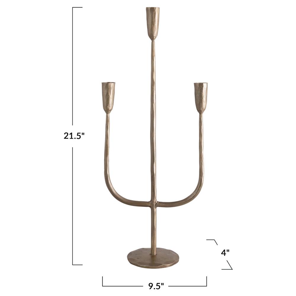 Marcello French Country Antique Brass Iron Candelabra|