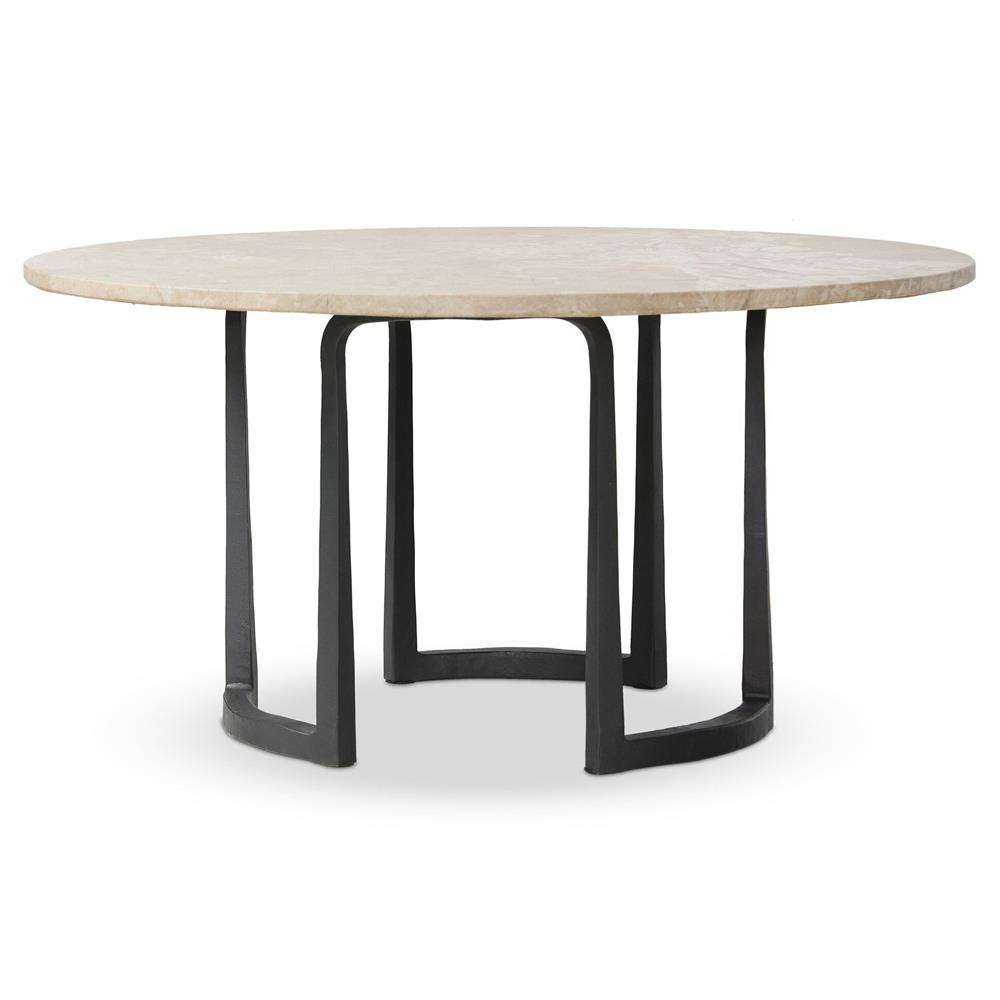 Beckett French Country Cream Marble Black Iron Coffee Table - 30"|