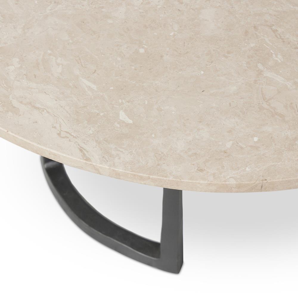 Beckett French Country Cream Marble Black Iron Coffee Table - 30"|