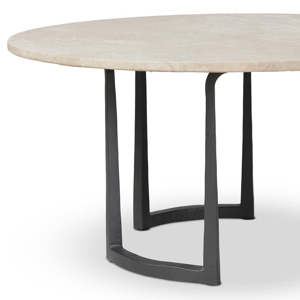 Beckett French Country Cream Marble Black Iron Coffee Table - 30"|