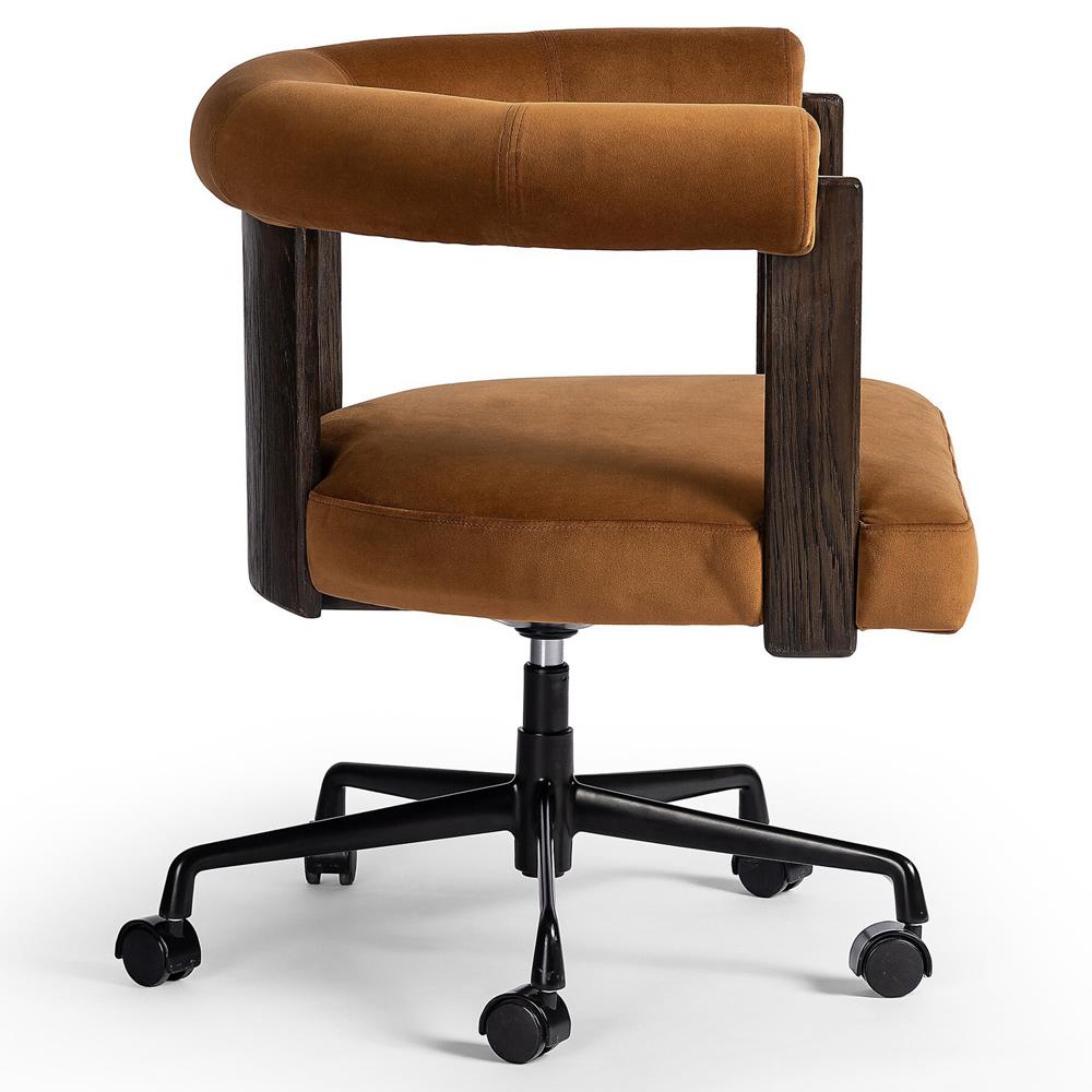 Wyatt Rustic Lodge Brown Oak Swivel Office Chair | Kathy Kuo Home Wyatt Rustic Lodge Brown Oak Swivel Office Chair | Kathy Kuo Home
