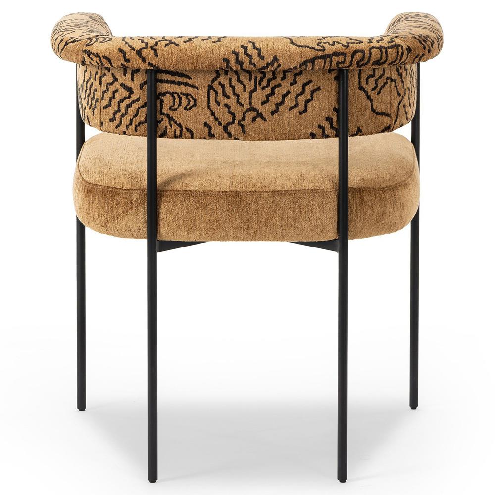 Penelope Industrial Camel Printed Black Iron Barrel Dining Arm Chair|