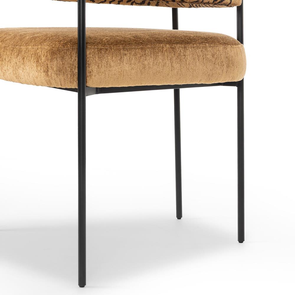 Penelope Industrial Camel Printed Black Iron Barrel Dining Arm Chair|