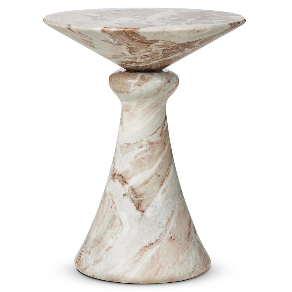 Alastair Modern Classic Beige Marble Round End Table|